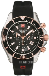 Swiss Alpine Military 7011.1537.-.GW by Grovana Leader Black Dial Quartz  100M Mens Watch, White & Black 
