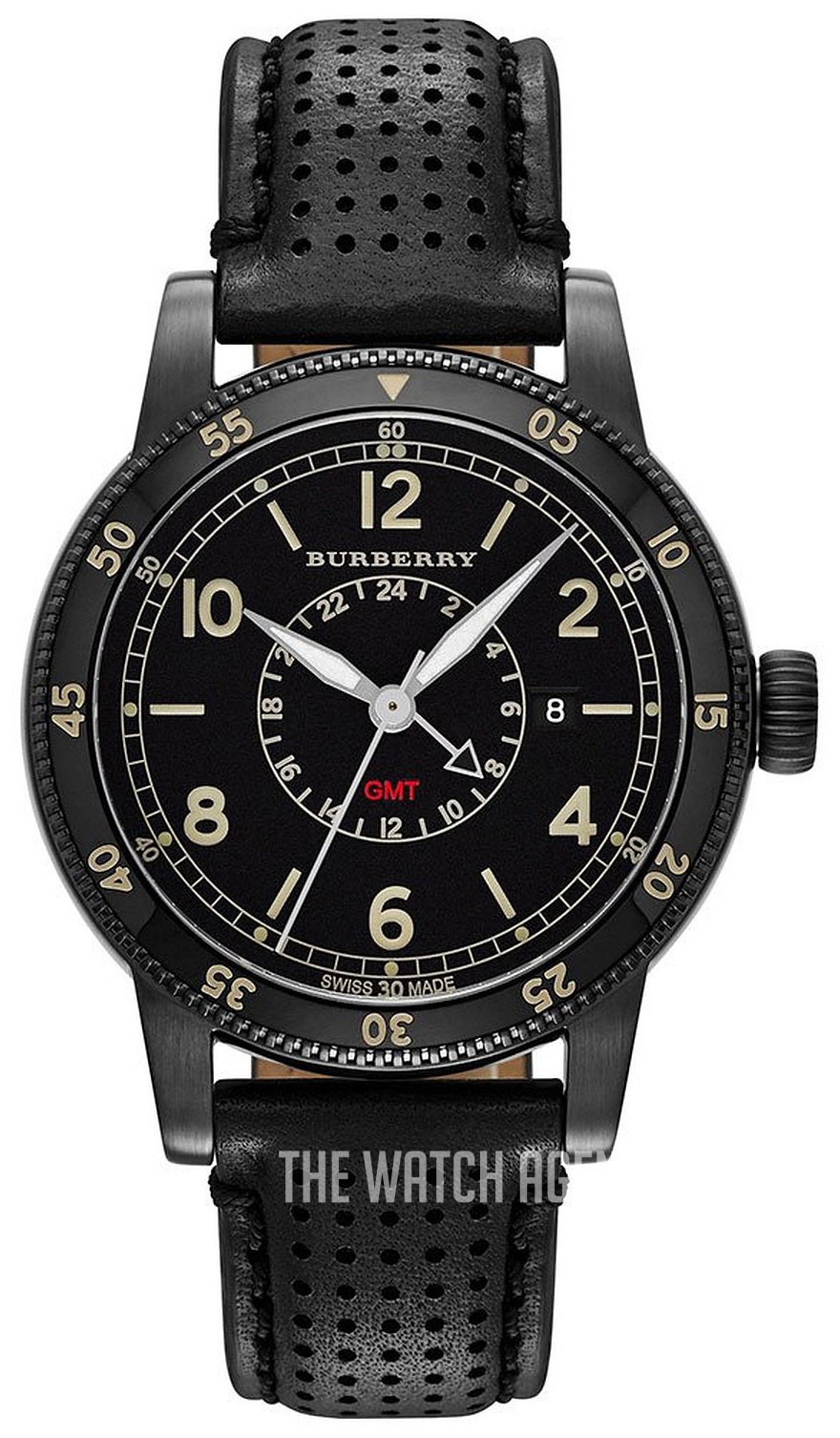 Burberry BU7867 Utilitarian GMT Subdial Black Leather Band