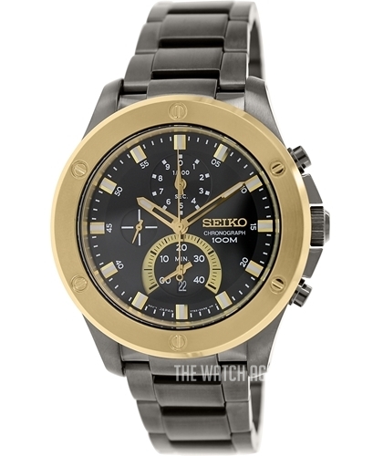 Seiko chronograph 100m black and online gold