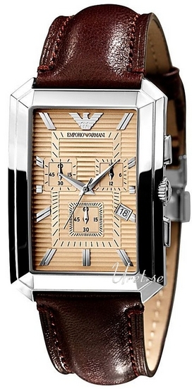 Emporio armani brown leather watch best sale