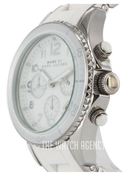 Marc Jacobs Rock Chronograph Cream Stainless Watch Silicone 