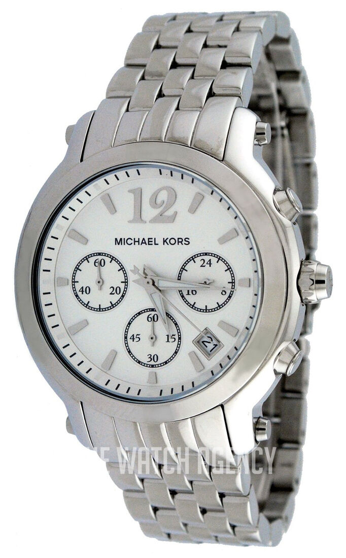Michael Kors MK5171 White Dial Stainless Steel Chronograph Women\'s Watch Ladies Michael Kors Chronograph Silver Bracelet Mk5171 BNIB  main image 4